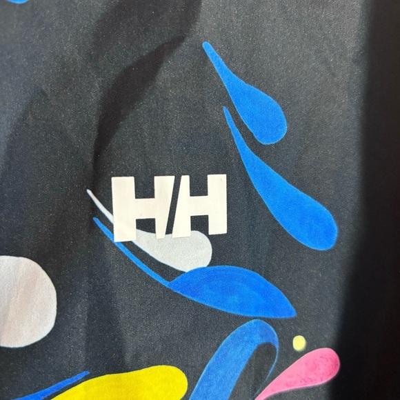 HELLY HANSEN Sz M Rain Jacket Hooded Floral Styled Pattern Pockets Vented Lining - Picture 2 of 10